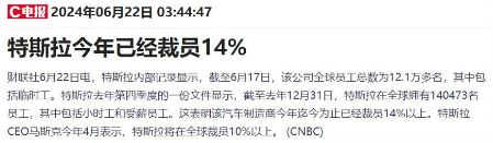 特斯拉全球员工减少超14% 裁员应对销量与成本压力(图1) 特斯拉全球员工减少超14% 裁员应对销量与成本压力(图1)