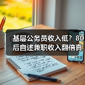 基层公务员收入低?80后自述兼职收入翻倍真相(图1) 基层公务员收入低?80后自述兼职收入翻倍真相(图1)